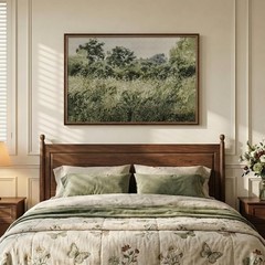 Large Framed Vintage Wall Art, Modern Farmhouse Green Botanical Landscape Can…
