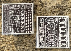 2pc African-Inspired Artwork Square Canvas 8.5″x8.5″ Animal & Geometric Patterns
