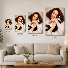 Personalized Pet Photo Canvas Print Custom Cat Portrait Wall Art Dog Lover Gift