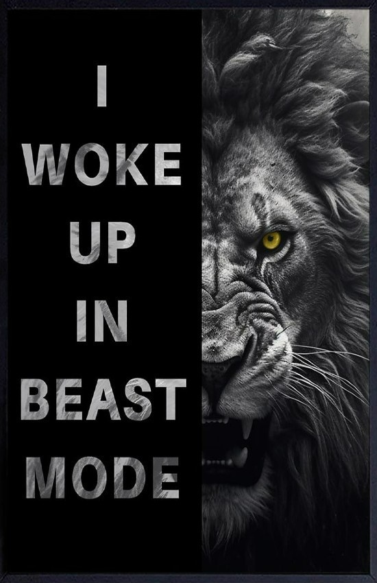 I Woke up in BEAST MODE Wall Vinyl ART Decal LION Poster Print Removable