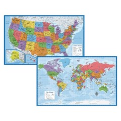 Laminated World Map – 18″ X 29″ – Wall Chart Map of the World – Made in the USA