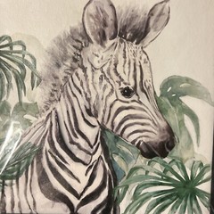 Zebra Wall Art Canvas Print 8”X 8” Wall Hook Zebra🦓 & Palm Tree🌴