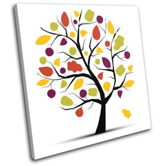 Colourful Nature Trees Abstract SINGLE CANVAS WALL ART Picture Print VA
