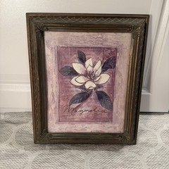 Vintage-Set of 2 Wall Art Framed with Glass Blooming Magnolia Bud Home Interiors
