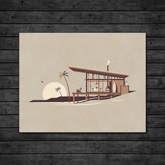 DKNG La Jolla (14″x11″ Modern Beach House/Cabin, Silkscreen Art Print/Poster)
