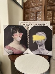 Wall Art Canvas Home Decor Wrapped Wood Frames Irreverent Funny PAIR 16×20 NEW