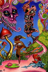 Psychedelic Shrooming Colorful Figures Painting Print Wall Decor – POSTER 20×30
