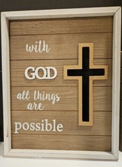 Pair Of Wooden Pictures Faith Wall Art 11″×14″ & 11″×11″ W/ Cutout Crosses EUC