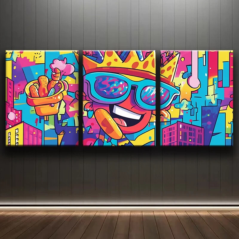 3pcs Featuring Lively Cartoon Design Wall Art Canvas Unframed/Framed
