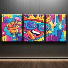 3pcs Featuring Lively Cartoon Design Wall Art Canvas Unframed/Framed