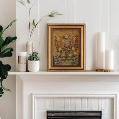 Boho Wall Art Gold Framed Canvas Print Floral Botanical Decor 8x10in
