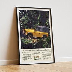 Land Rover Defender Advert Retro Automotive Poster Car , Poster Decor