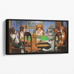 Dogs Playing Poker – A Friend In Need by CM Coolidge Canvas Wall Art Print