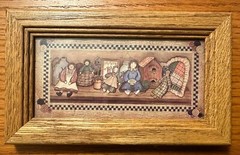 Vintage Primitive Carousel Unlimited Folk Art Rag Dolls With Wooden Frame 9”x5.5