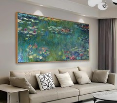 Framed Wall Art Canvas Prints Water Lilies by Claude Monet Garden Scenery Lar…