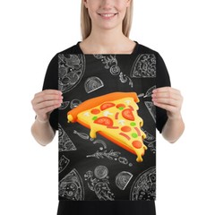 Pizza Poster — Plastic 3D Food Kitchen Poster, Blackboard Photo Art