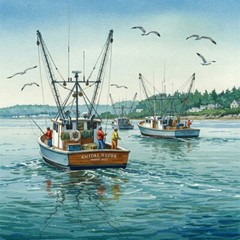 Fishing Boat IV, Carlos Casamayor, Wall Decor Art Print Poster 14″ x 11″