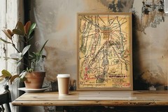 1863 Map of the Battle of Gettysburg Civil War Military Poster Print History