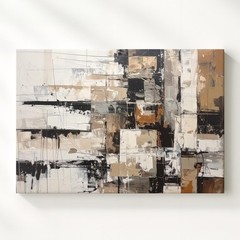Urban Fragmentation Canvasabstract Art With Energetic Brushstrokes And Earthy