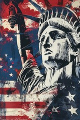 250th Anniversary American Flag – Statue of Liberty Patriotic – POSTER 20″x30″
