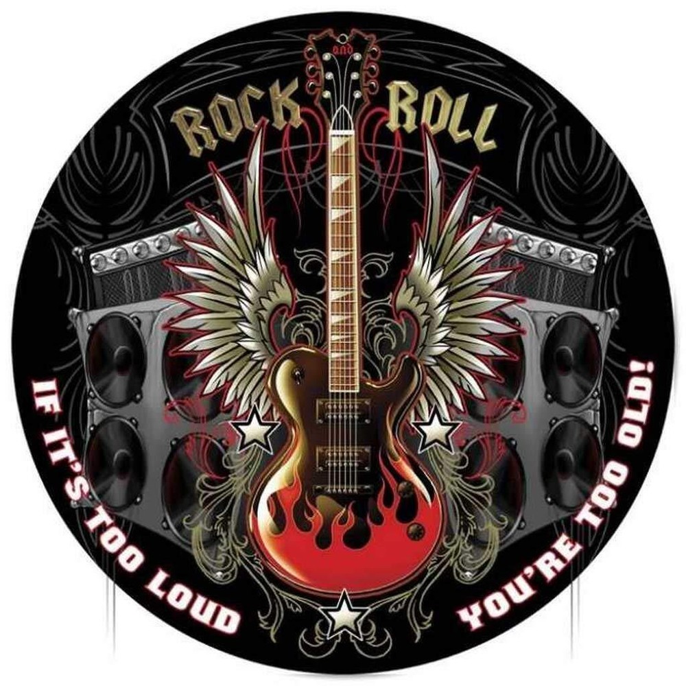 Rock and Roll Round Retro Vintage Bar Metal Tin Sign Poster Style Wall Art Pu…