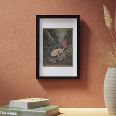 RETRO AXOLOTL Wall Art Print, SALAMANDER Flower Poster, Amphibian Animal Decor