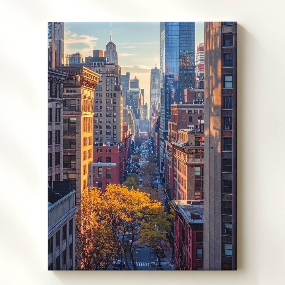 Wall Art New York City Canyon Canvas Architectural Contrast & Vertical Skyline
