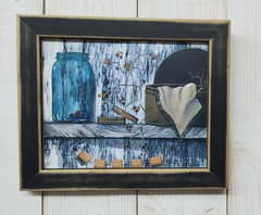 Farmhouse jar shelf Grandma core Distressed black 8×10 framed wall picture