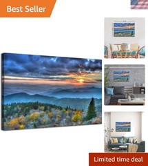 Blue Ridge Mountain Wall Art National Park Posters Sunset Misty Forest Landsc…