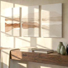 3 Pieces Abstract Landscape Earthy Tones Modern Large Wall Art for Set Of 3
