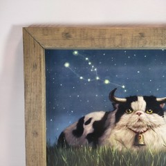 Taurus by Lucia Heffernan Wall Art Framed Cat Cow Whimsical Art 14in x 14in