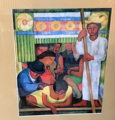 Vintage Diego Rivera The Flower Boat Art Print Mexican Modernism Folk Art Framed