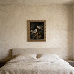 Gold Framed Wall Art, Vintage Blue Bird Canvas Prints – Rustic Nature Bird on…