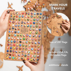 Large 3D Wooden World Map Wall Art with Pins – Perfect Travel Decor Gift