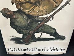 Original 1915 French WW1 Propaganda Poster «For France Deposit Your Gold»
