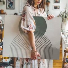 Geometric Arch & Circle Canvasminimalist Abstract Balance Art Wall Art