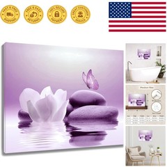 Luxurious Waterproof Zen Canvas Art – Butterfly and Water Lily Decor 16×12