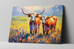 Texas Longhorns Canvas Large Western Decor Wall Art Print Living Room Decor