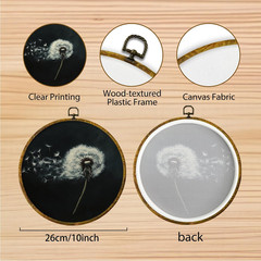 Dandelion round Wall Art Decor, White Flower Modern Rustic Framed Canvas Prints,