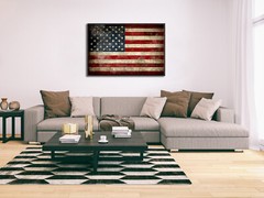 Framed Canvas Wall Art Print Picture Home Office Decor Vintage American Flag