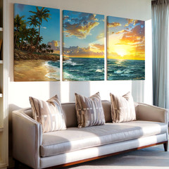 3 Pieces Tropical Beach Sunset Large Wall Art Set for Living Room Set Of 3