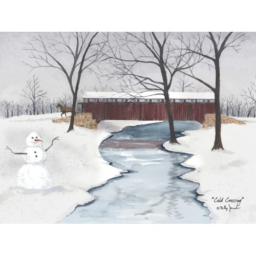Billy Jacobs Canvas Print COLD CROSSING 12″x16″ Winter Farm Life
