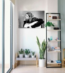 Kurt Cobain / Nirvana – B&W Music Poster (Smoking – Signature) (Size: 36″ X 24″)