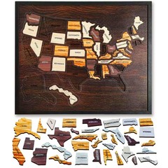 Wooden USA Travel Map Puzzle, United States Journey Tracker with Removable 50 St