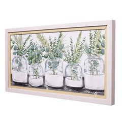 Framed Botanical Natural Wood Color Home Wall Art 12″ x 22″