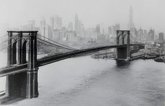 Vtg New York Brooklyn Bridge And Skyline Wall Art Poster Print 17×11 in