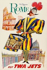 1960s “Rome – Fly TWA” Vintage Style Airline Travel Poster – 24×36