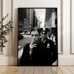 Woman Smoking Cigarette Black and White Photography Poster NYC Street Art Print