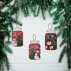 Christmas Mason Jar Cut-Out Wall Signs, Set of 3, LED Light Up Automatic Timer