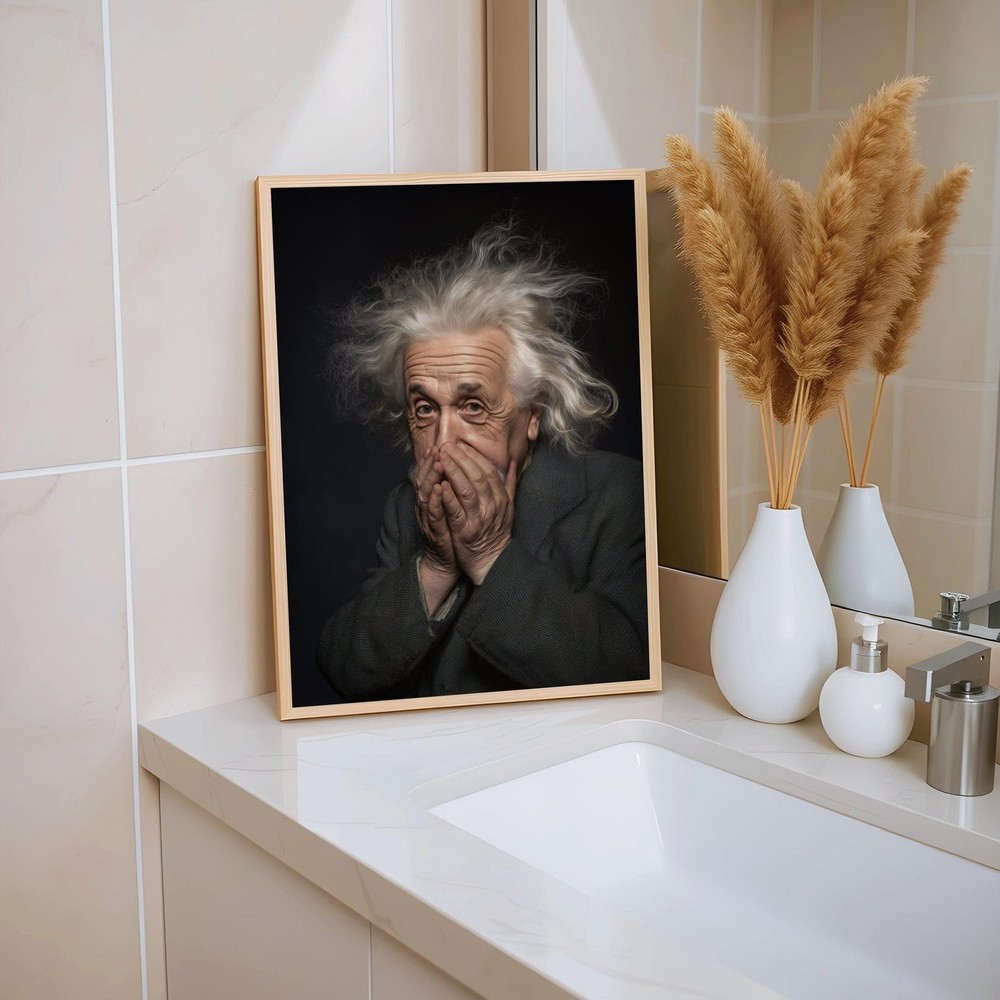 Einstein Smelly Funny Bathroom Poster, Meme Toilet Humor, Vintage Decor